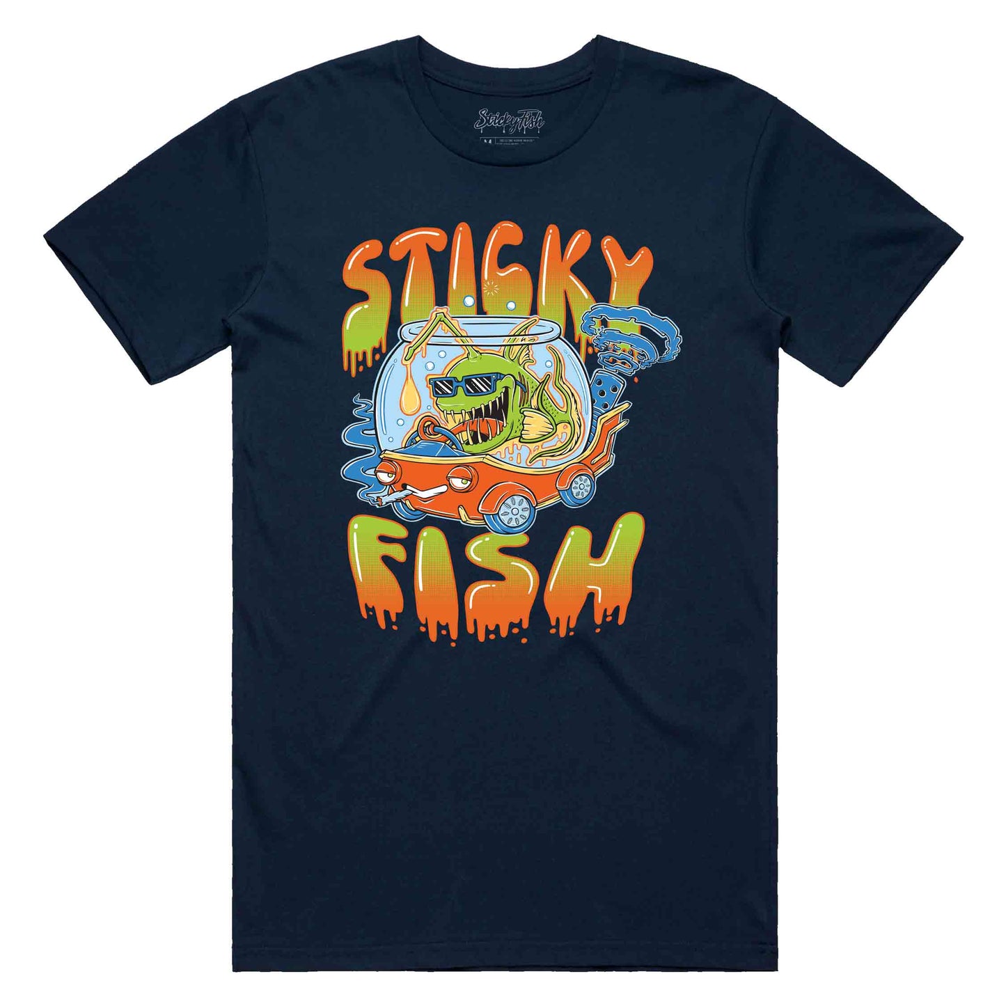Sticky Fish - Fish Bowl - T-Shirt (Midnight Navy)