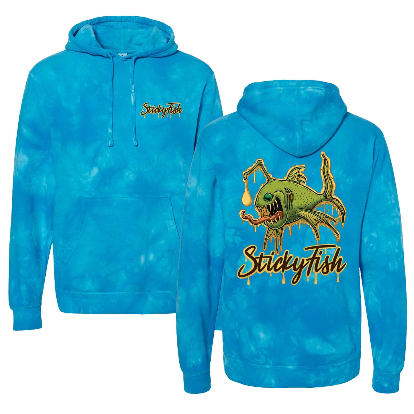 Sticky Fish - Pullover Hoodie - Blue Tie Dye