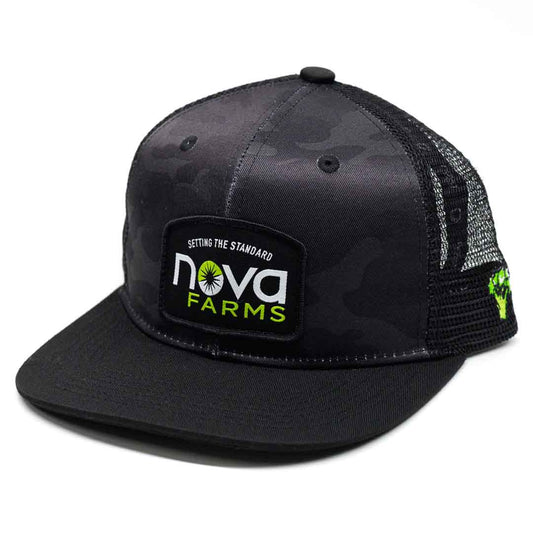 Nova Farms - Trucker Hat - Black Camo w/ Broccoli
